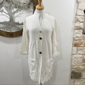 Maliparmi Long Tunic Cardigan Sweater Off White Brown Large